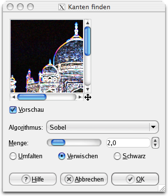 Eigenschaften für das Filter Kanten